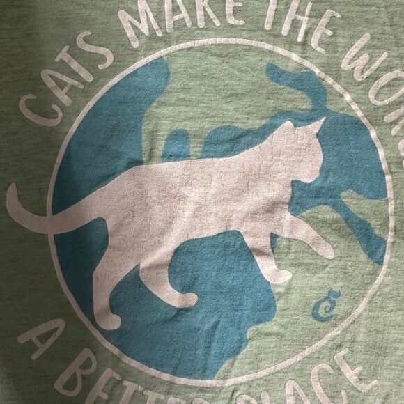 Cats Make the World a Better Place Graphic Crewneck T Shirt - Picture 7 of 7